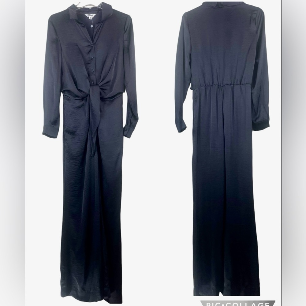 Steve Madden Black Front Tie Jumpsuit Has Pockets Size Medium